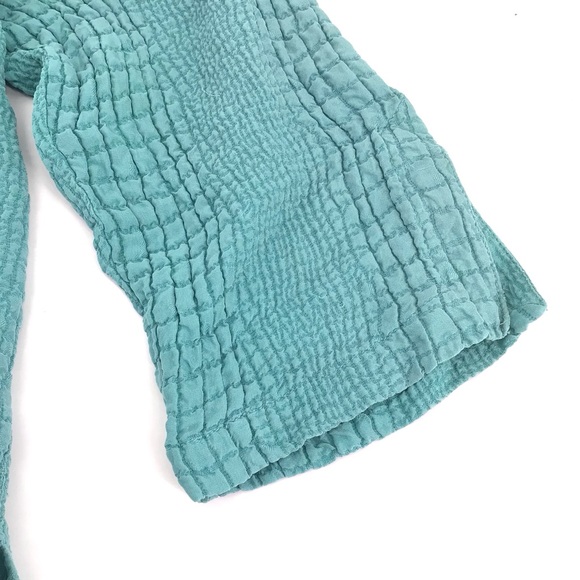 Citron Santa Monica Light Green Short Sleeve 100% Silk Lightweight Blouse PM - Picture 12 of 14